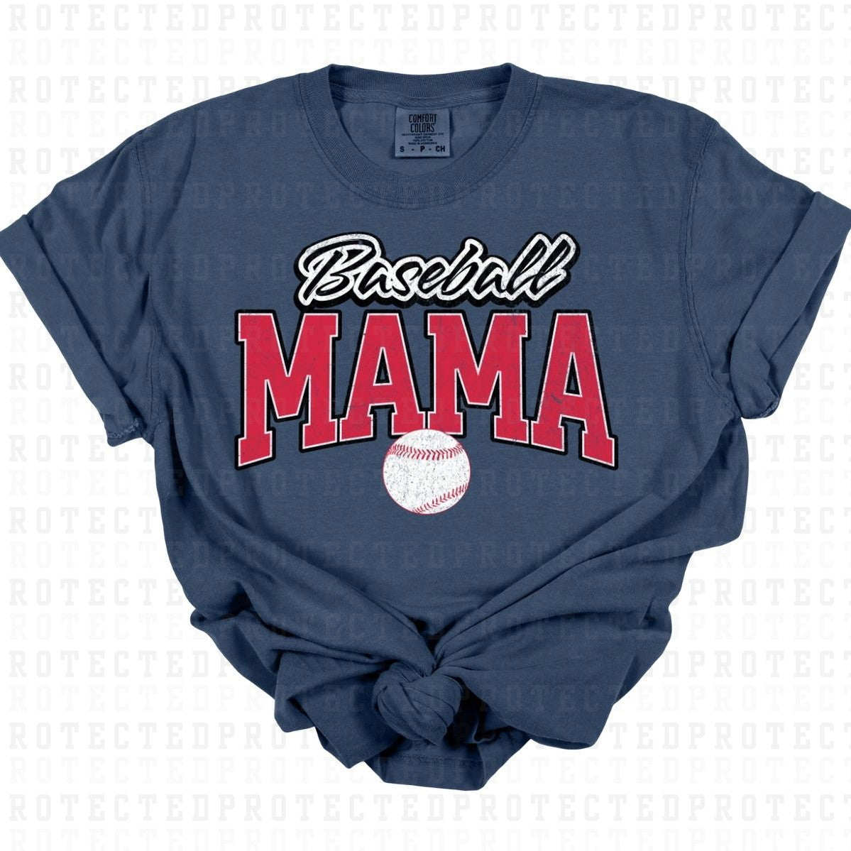 BASEBALL MAMA *RED W/GRUNGE* - DTF TRANSFER