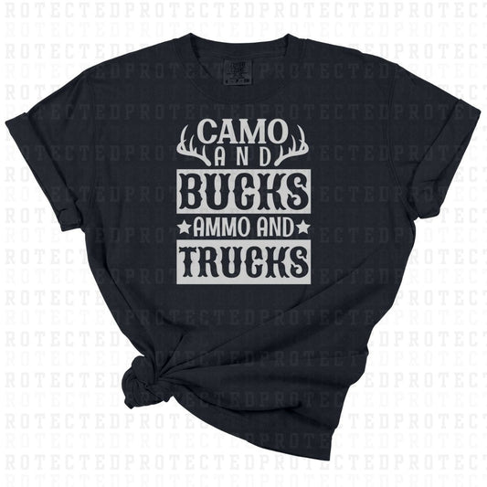 CAMO AND BUCKS AMMO AND TRUCKS *SINGLE COLOR* - DTF TRANSFER