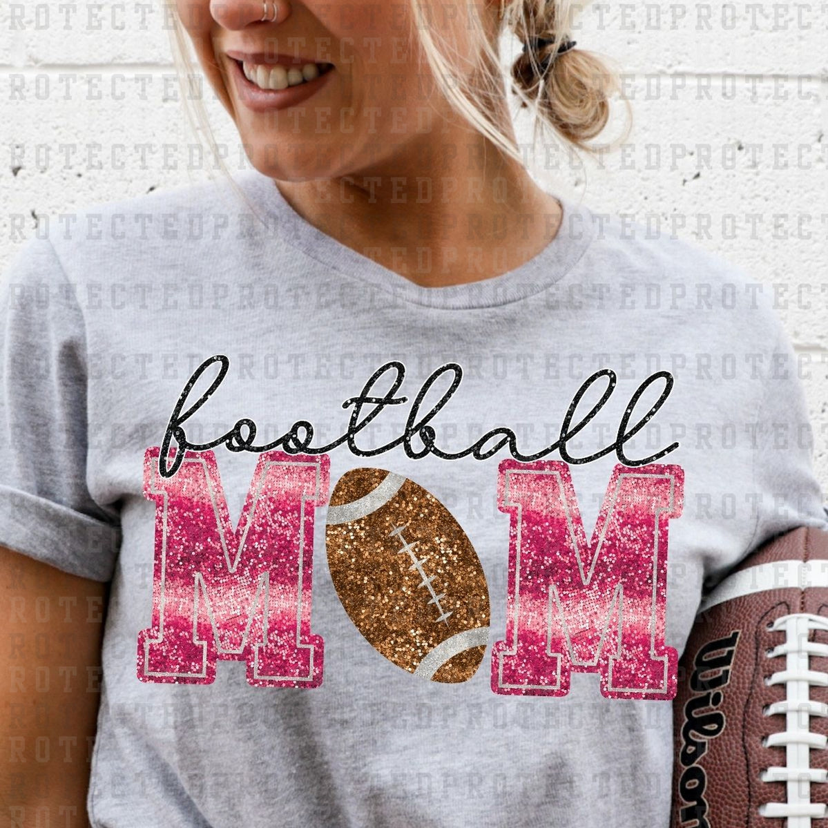 FOOTBALL MOM *FAUX SEQUIN* - DTF TRANSFER