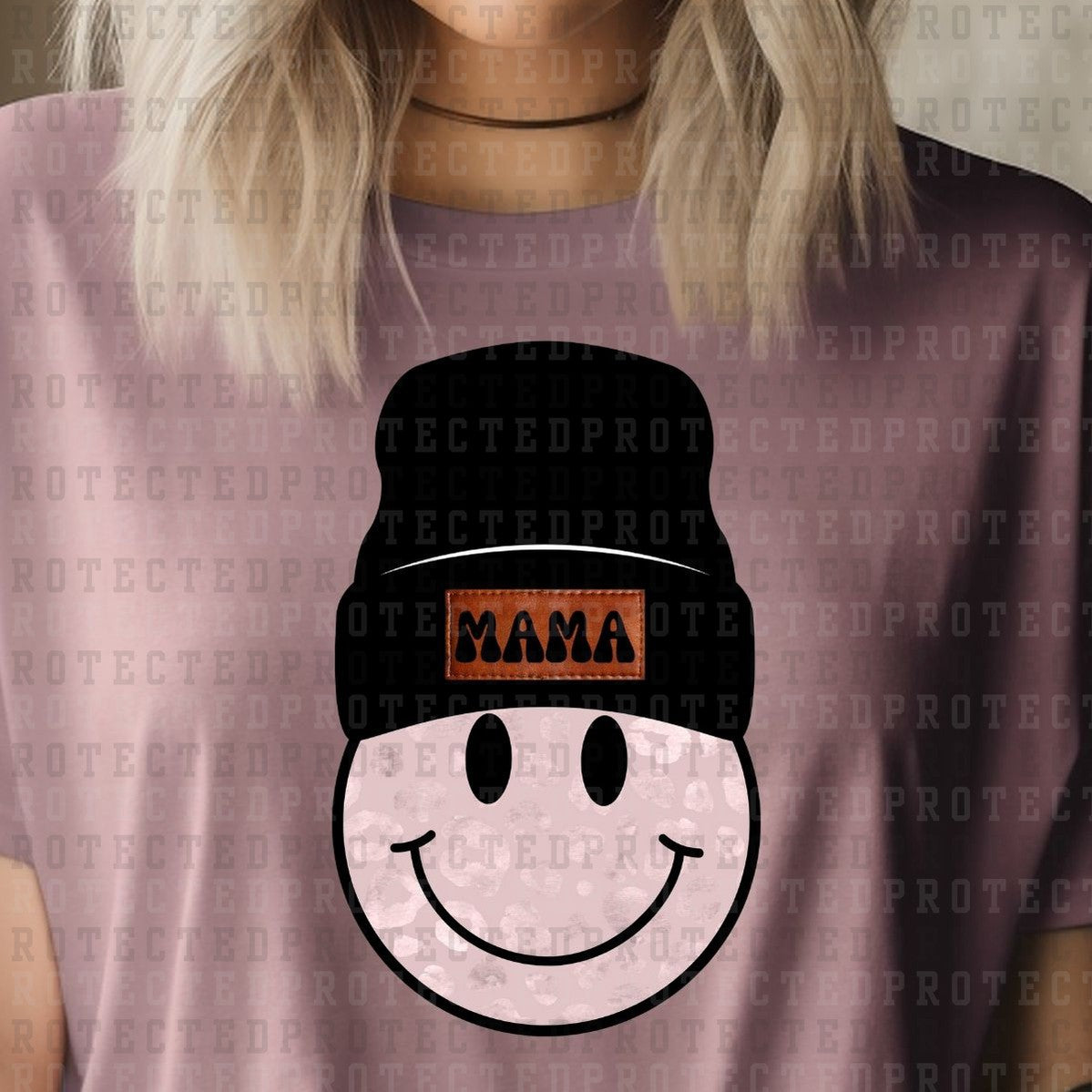 MAMA BEANIE SMILEY ANIMAL PRINT *5* - DTF TRANSFER