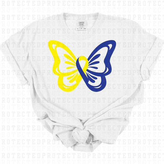 DOWN SYNDROME AWARENESS BUTTERFLY/RIBBON - DTF TRANSFER