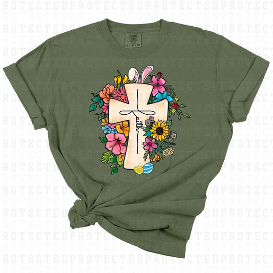 FLORAL FAITH CROSS - DTF TRANSFER