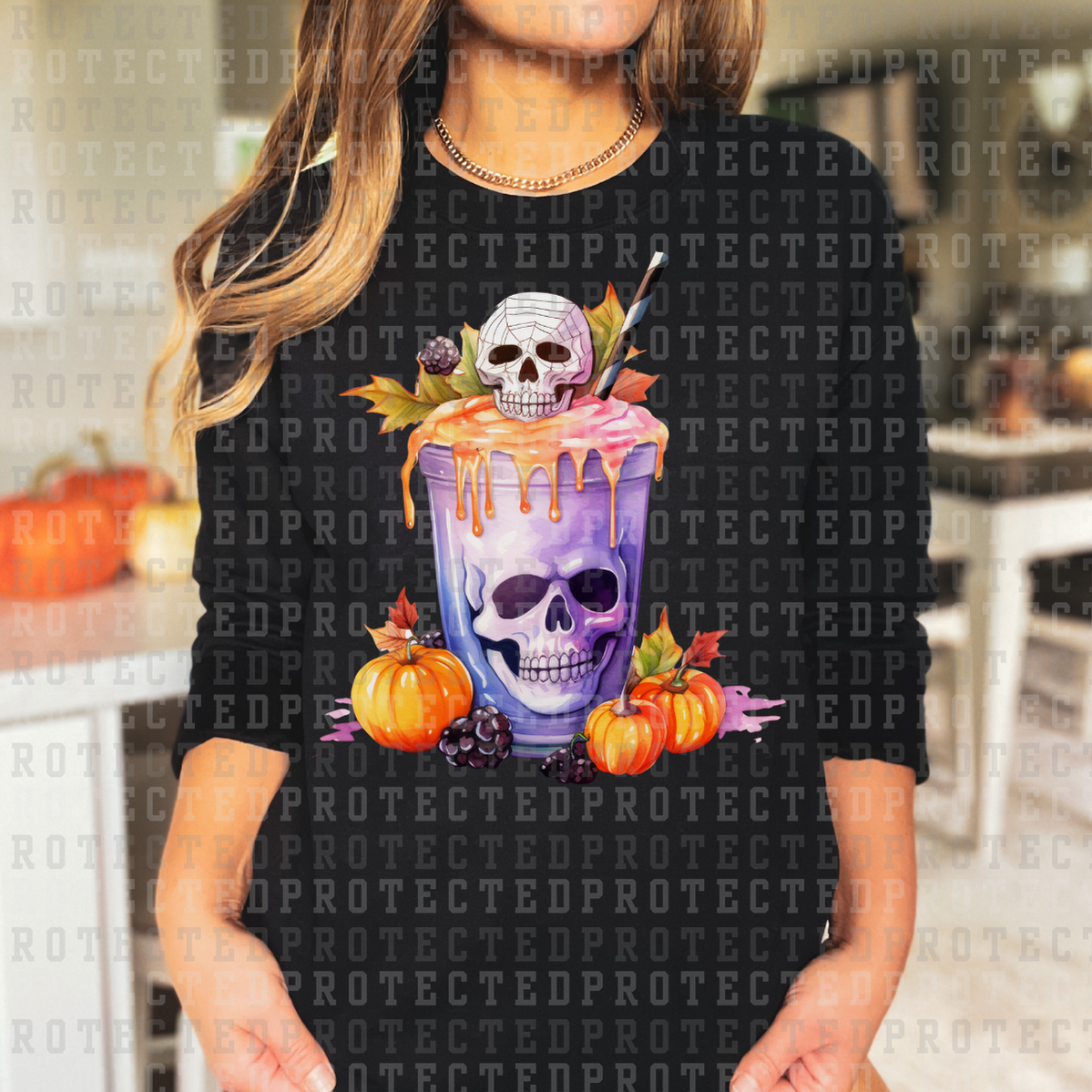 SKULL CUP PURPLE - DTF TRANSFER