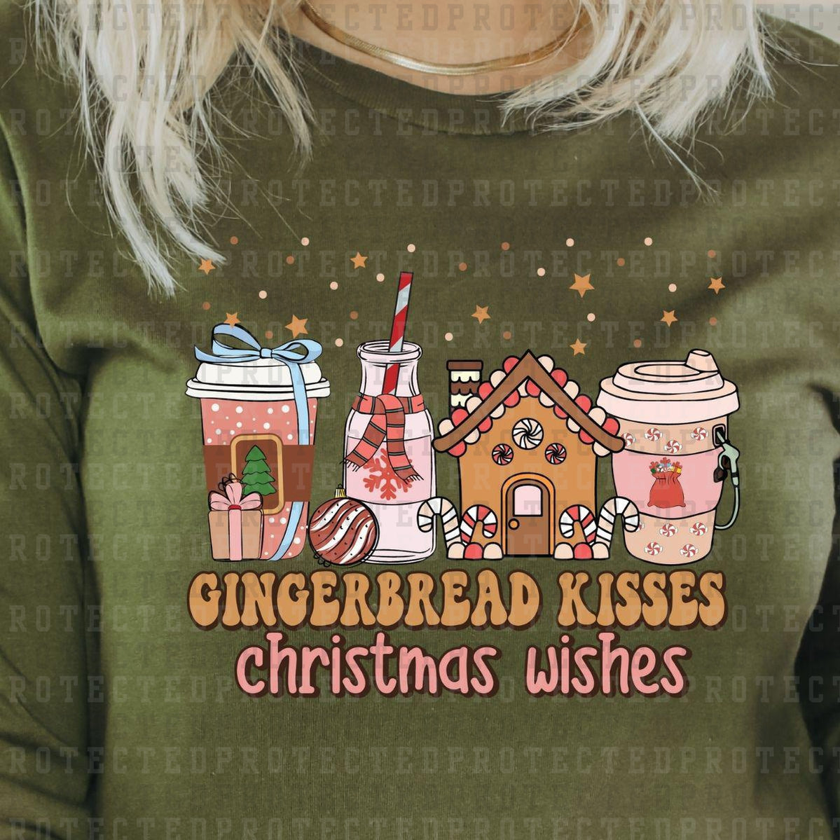 GINGERBREAD KISSES CHRISTMAS WISHES - DTF TRANSFER