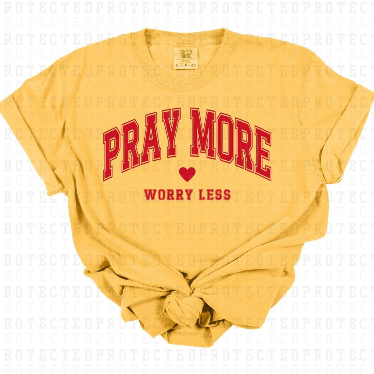 PRAY MORE WORRY LESS *RED - SINGLE COLOR* - DTF TRANSFER