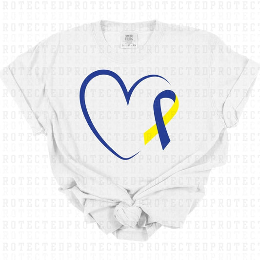 DOWN SYNDROME AWARENESS HEART/RIBBON - DTF TRANSFER