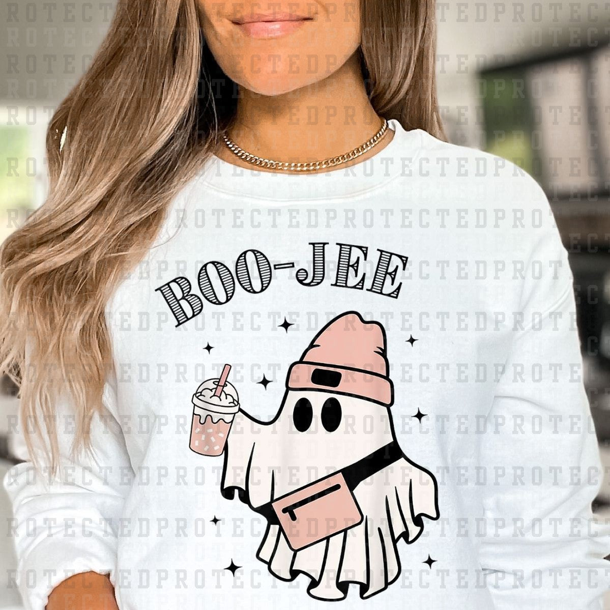 BOO-JEE *GHOST WITH BEANIE COFFEE & CROSSBODY* - DTF TRANSFER