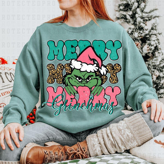 MERRY MERRY MERRY *LIGHT GREEN&PINK W/ ANIMAL PRINT* - DTF TRANSFER