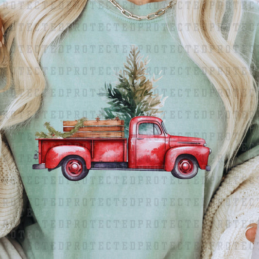 RETRO RED CHRISTMAS TRUCK - DTF TRANSFER