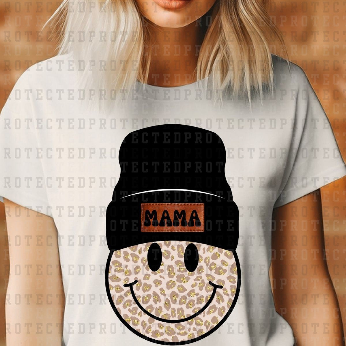 MAMA BEANIE SMILEY ANIMAL PRINT *7* - DTF TRANSFER