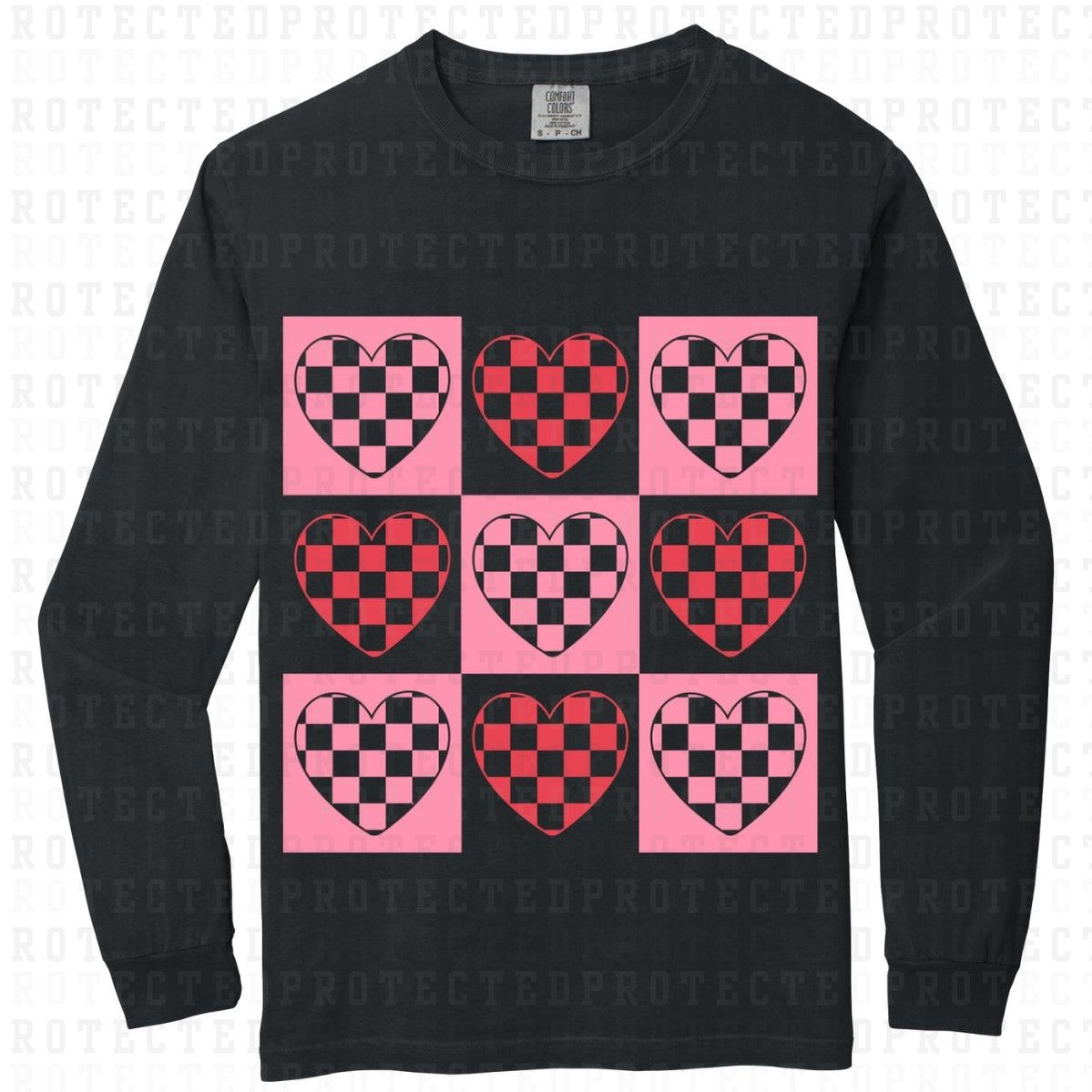 CHECKERED HEART GRID - DTF TRANSFER