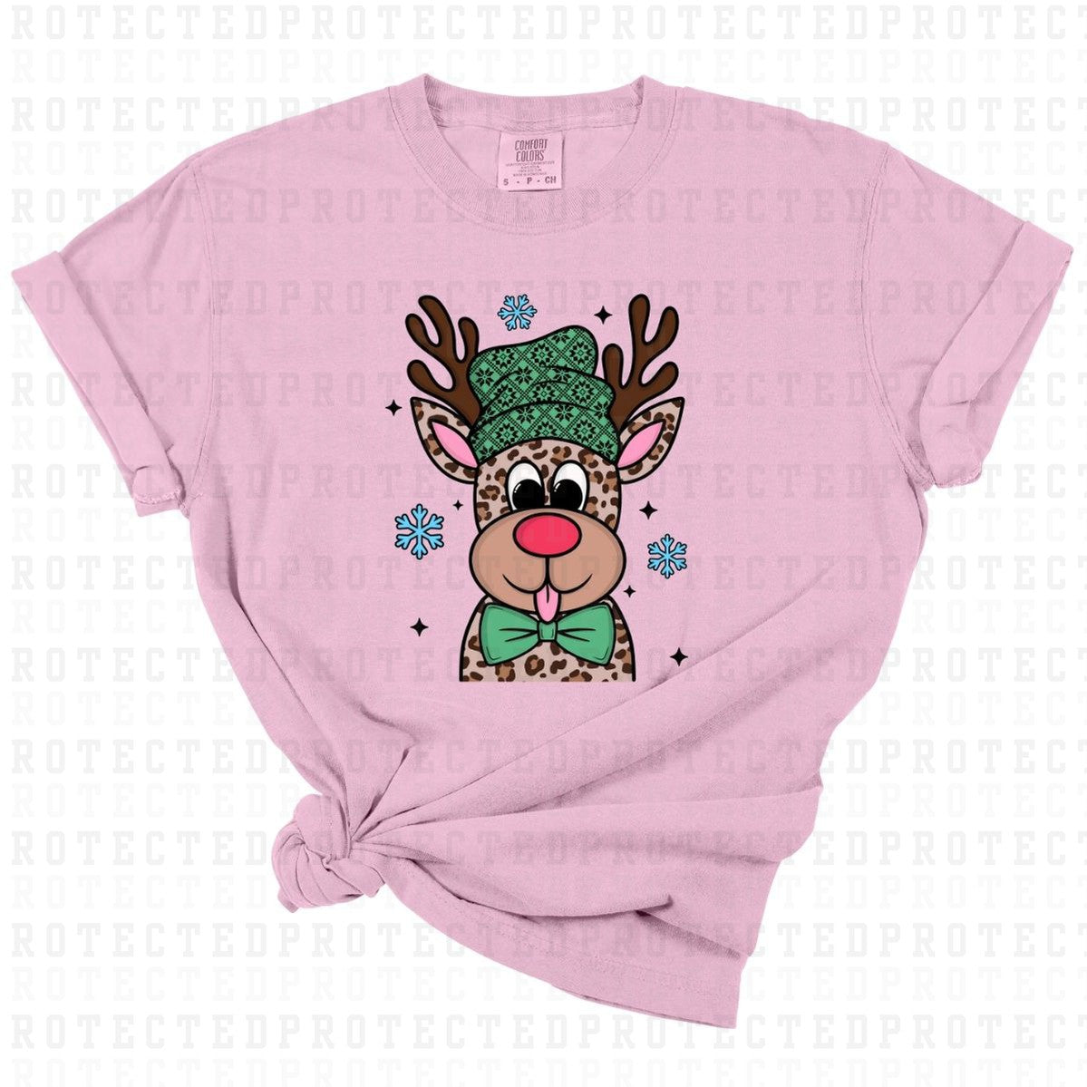 GREEN ANIMAL PRINT REINDEER - DTF TRANSFER