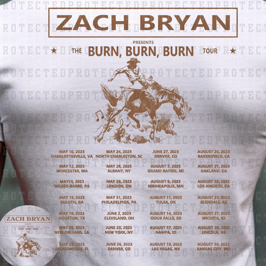 ZACH BRYAN THE BURN TOUR (SINGLE COLOR/POCKET/BACK) - DTF TRANSFER