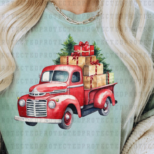 RETRO RED CHRISTMAS TRUCK - DTF TRANSFER