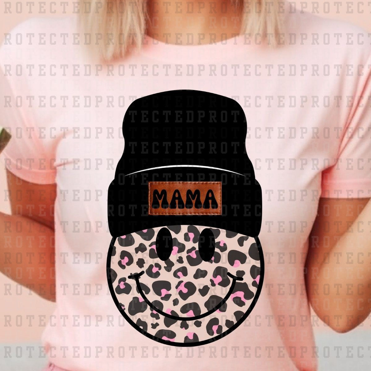 MAMA BEANIE SMILEY ANIMAL PRINT *8* - DTF TRANSFER