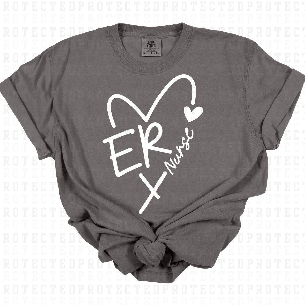 ER NURSE HEART *WHITE TEXT - SINGLE COLOR* - DTF TRANSFER