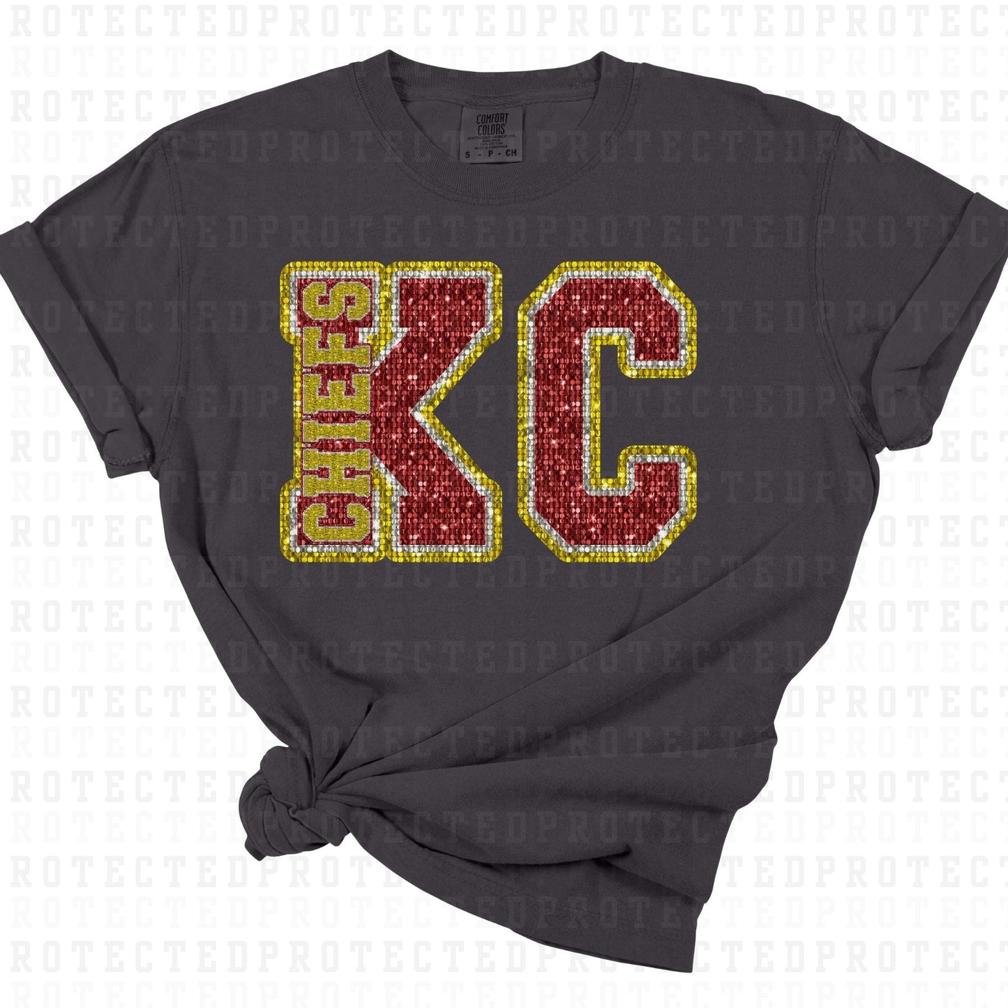 KC CHIEFS FAUX SEQUIN - DTF TRANSFER