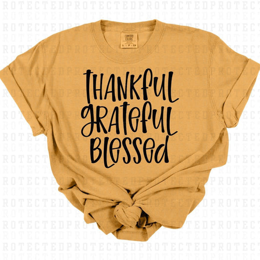 THANKFUL GRATEFUL BLESSED *SINGLE COLOR* - DTF TRANSFER