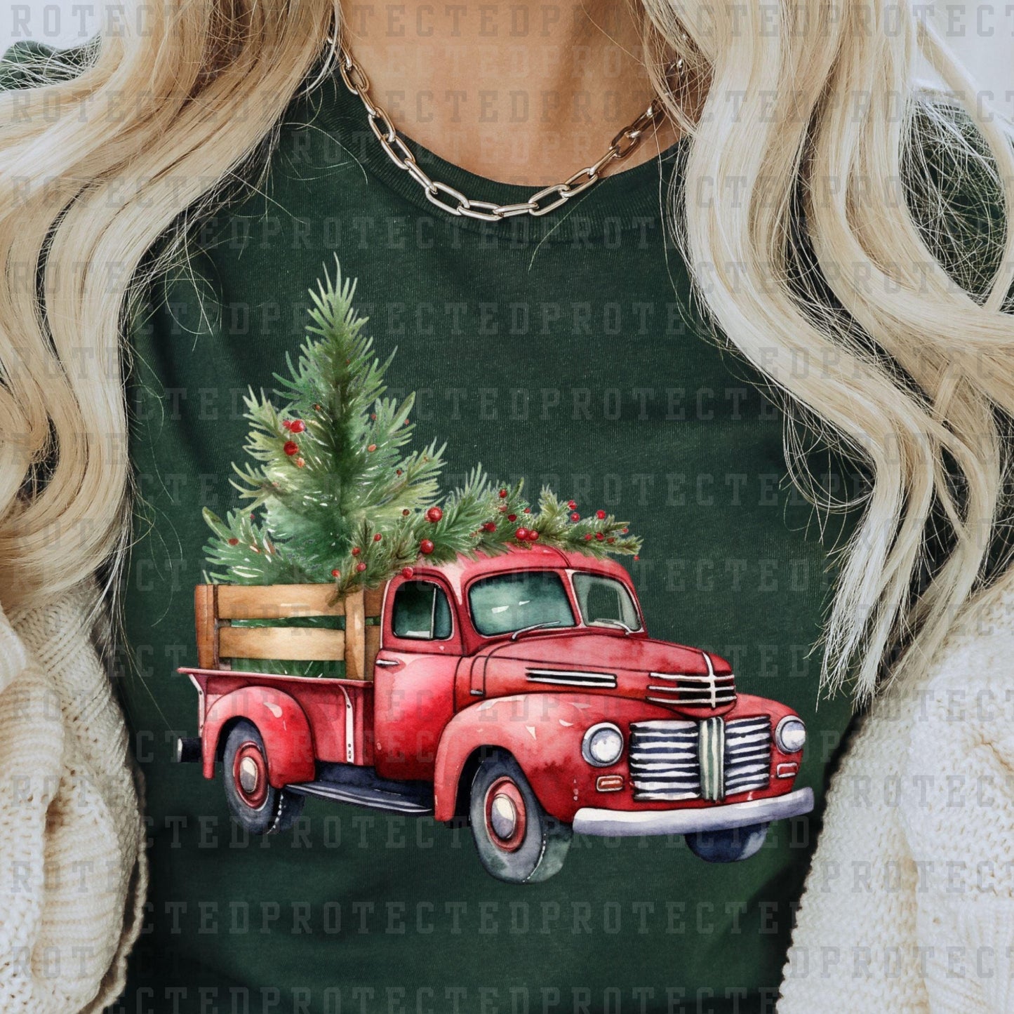 RETRO RED CHRISTMAS TRUCK - DTF TRANSFER