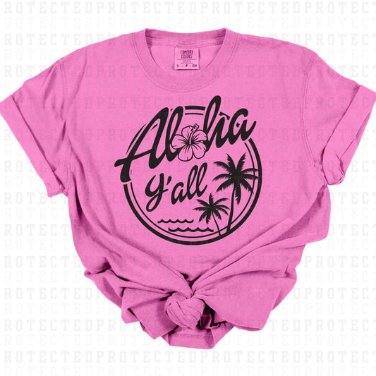 ALOHA YALL *BLACK - SINGLE COLOR* - DTF TRANSFER