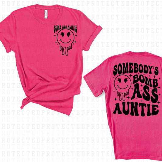 BOMB ASS AUNTIE (SINGLE COLOR/POCKET+BACK) - DTF TRANSFER