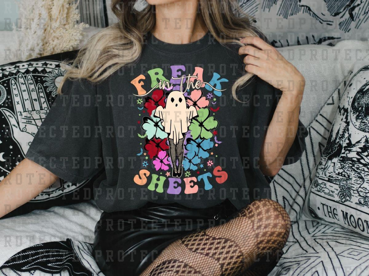 FREAK IN THE SHEETS - PASTEL FLOWERS - FISHNET STOCKING TAN GHOST - DTF TRANSFER