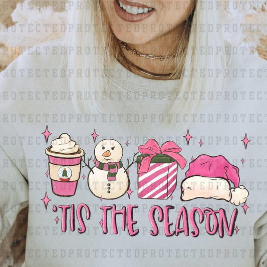 TIS THE SEASON *PINK W/ SNOWMAN* - DTF TRANSFER