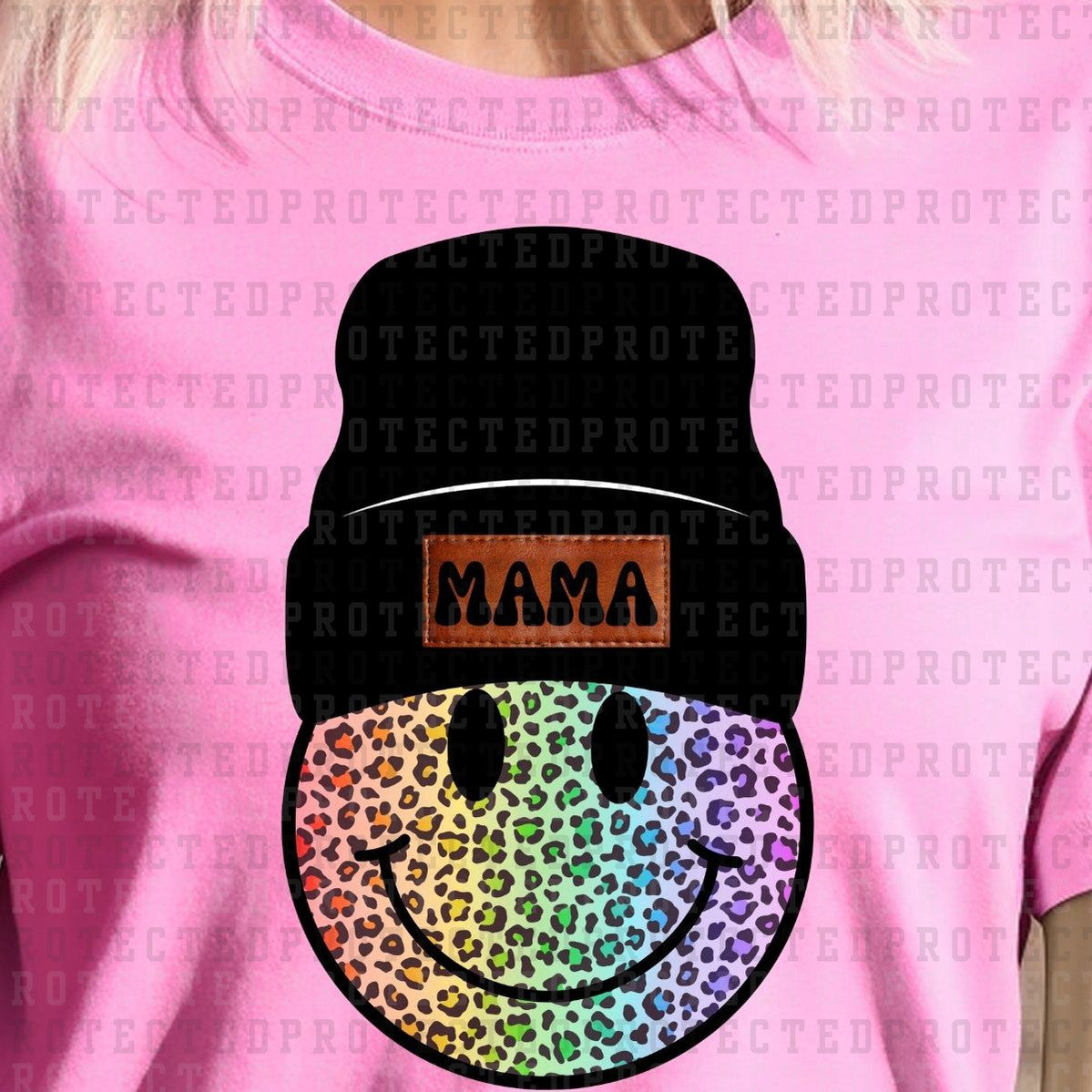 MAMA BEANIE SMILEY ANIMAL PRINT *10* - DTF TRANSFER