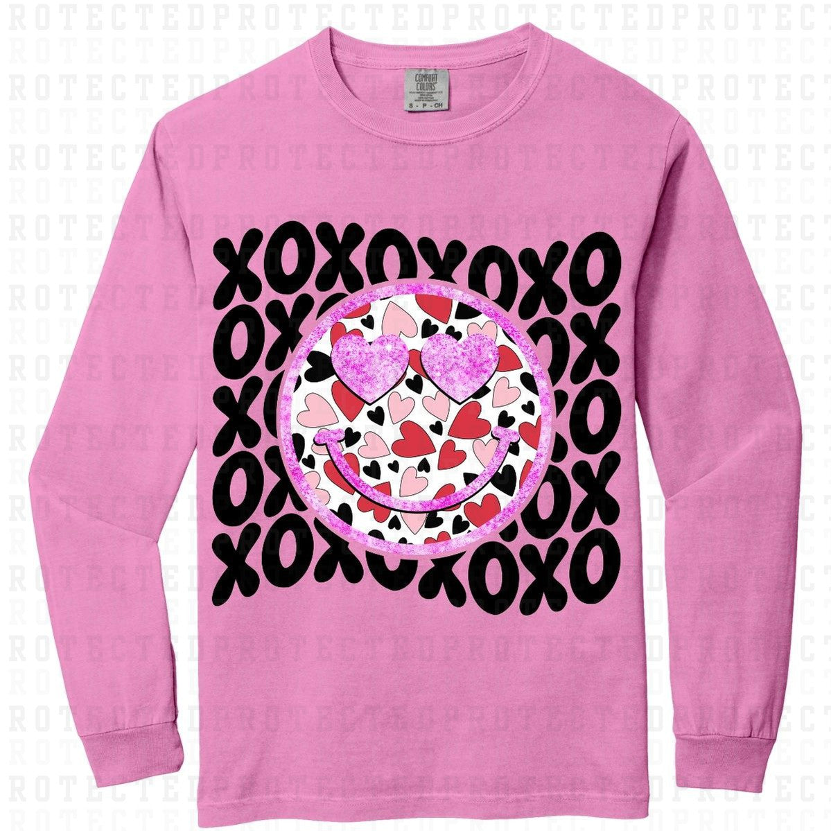 XOXO SMILEY FACE *FAUX SEQUIN* - DTF TRANSFER