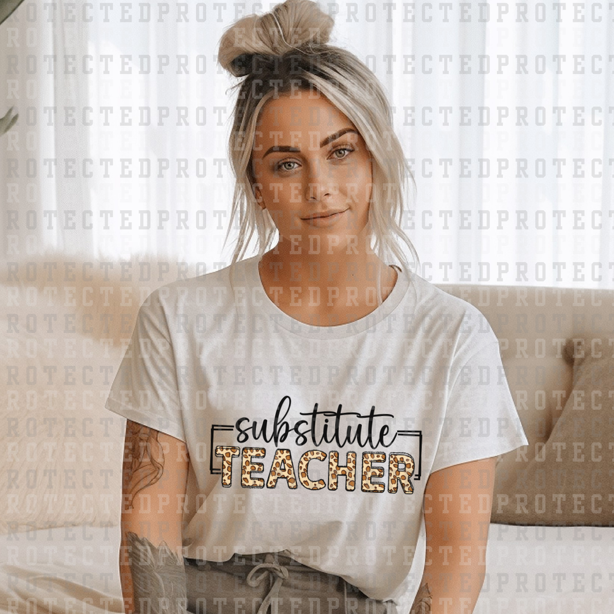 SUBSTITUTE TEACHER ANIMAL PRINT - DTF TRANSFER