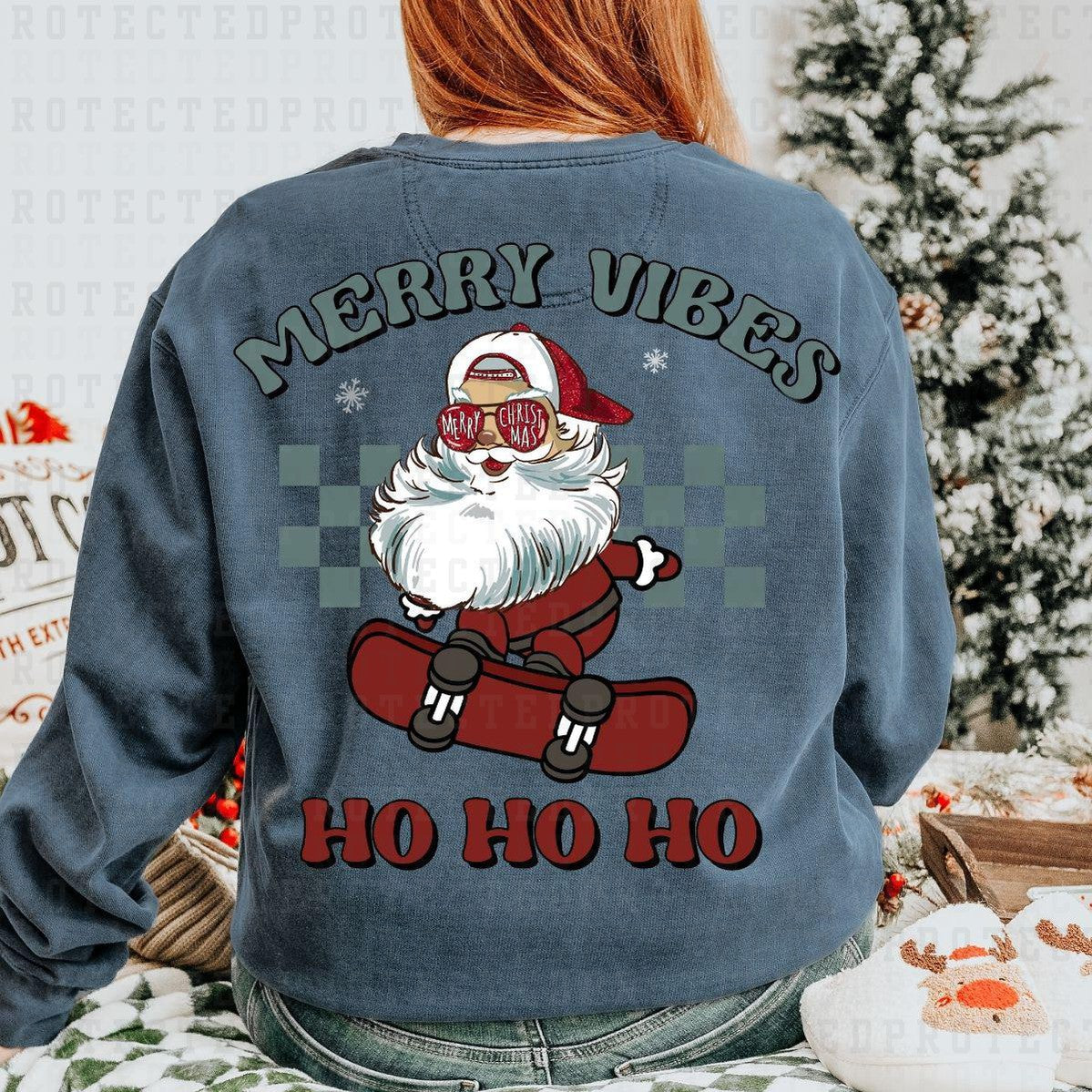 MERRY VIBES HO HO HO *SANTA ON SKATEBOARD* - DTF TRANSFER