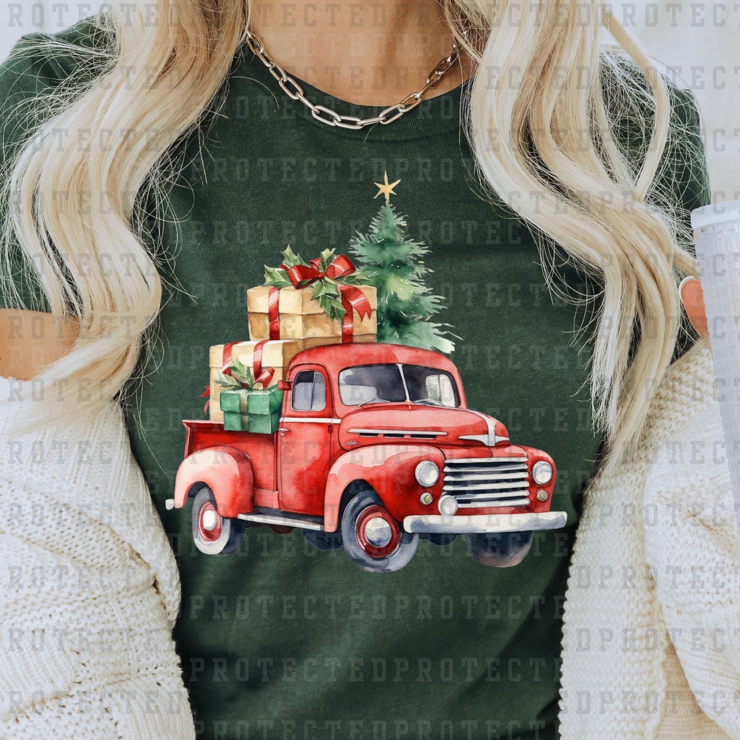 RETRO RED CHRISTMAS TRUCK - DTF TRANSFER