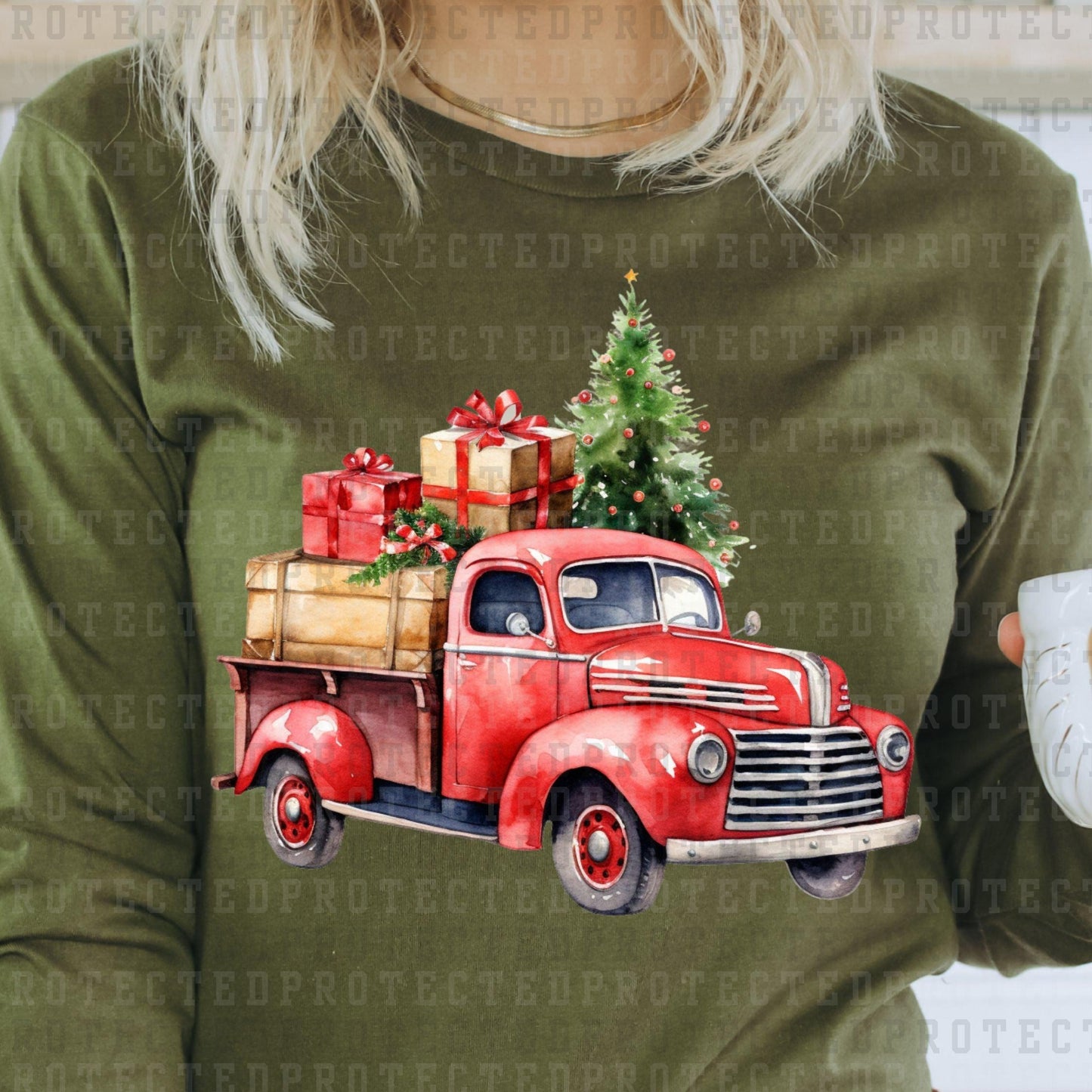 RETRO RED CHRISTMAS TRUCK - DTF TRANSFER