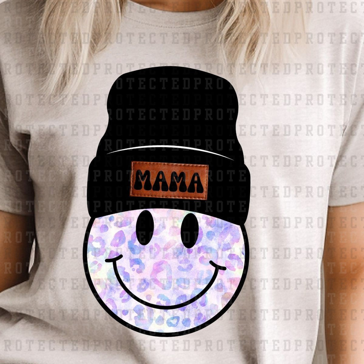 MAMA BEANIE SMILEY ANIMAL PRINT *11* - DTF TRANSFER