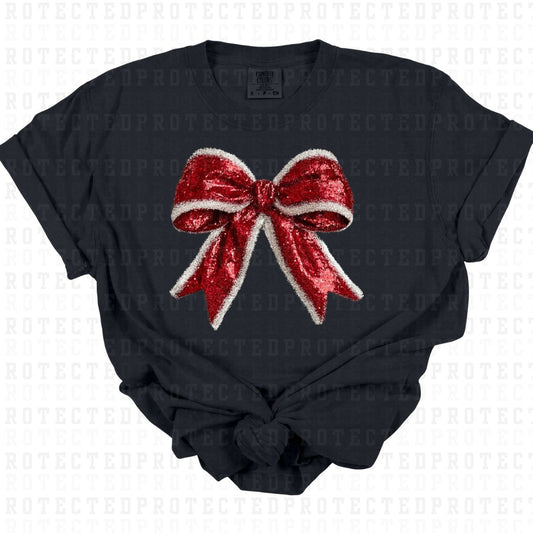 COQUETTE CHRISTMAS BOW *FAUX SEQUIN* - DTF TRANSFER