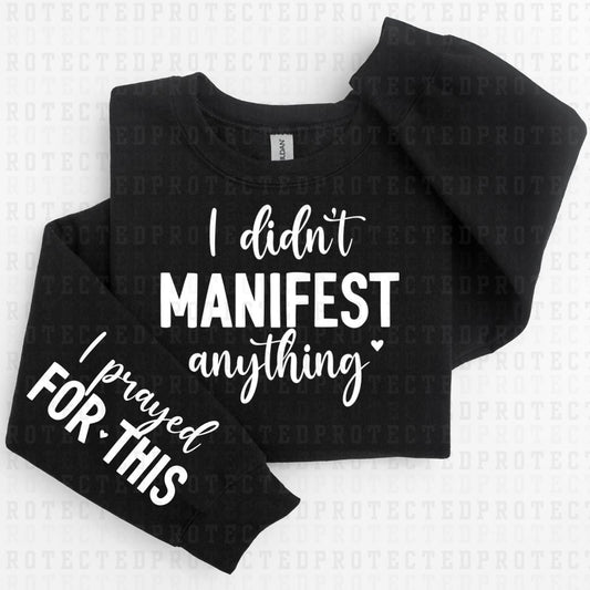 MANIFEST ANYTHING *WHITE - SINGLE COLOR - SLEEVE DESIGN COMES IN 6"* (FULL FRONT/1 SLEEVE) - DTF TRANSFER