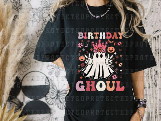 BIRTHDAY GHOUL - PEACE SIGN GHOST W/ FLOWER CROWN - DTF TRANSFER