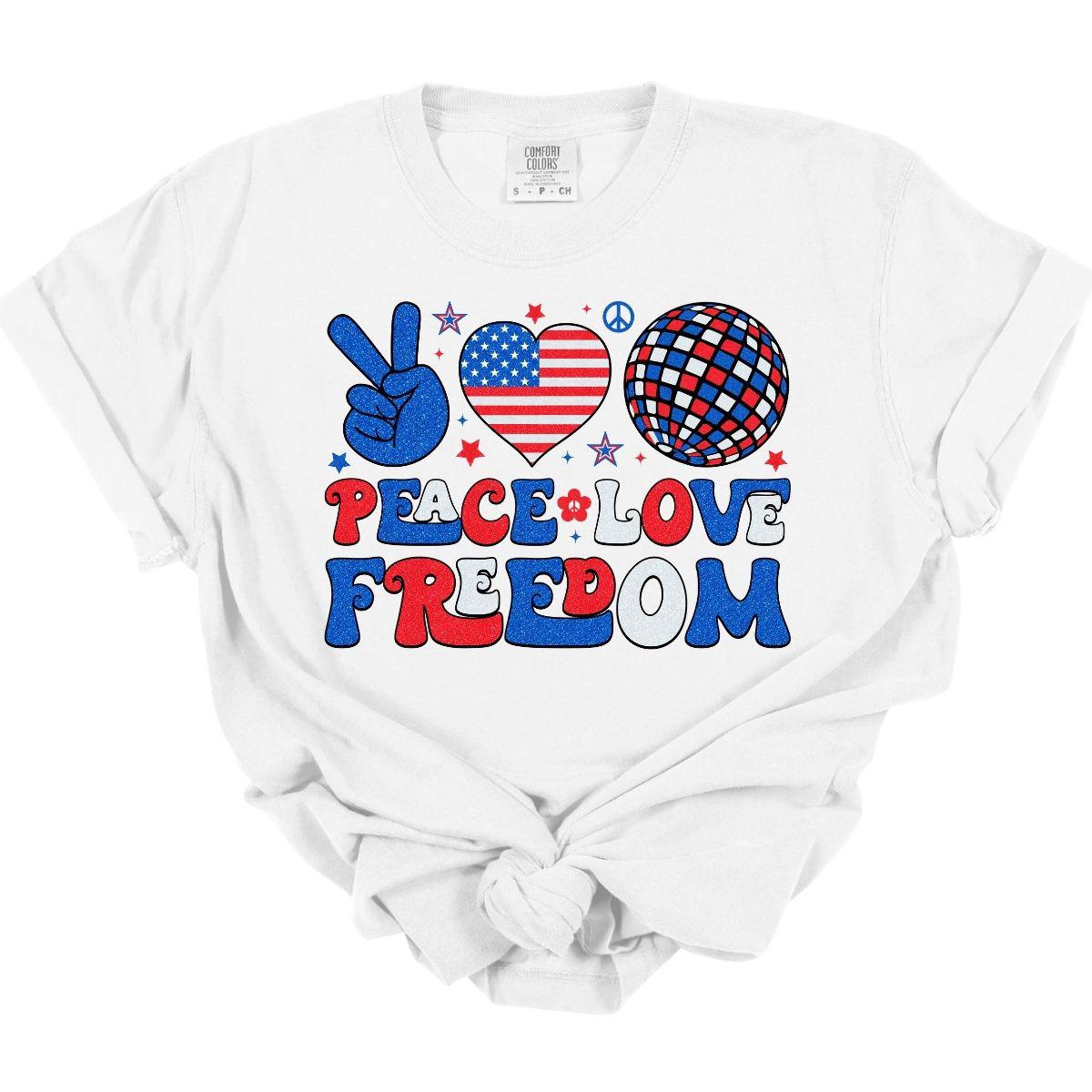 PEACE LOVE FREEDOM *FAUX SEQUIN* - DTF TRANSFER