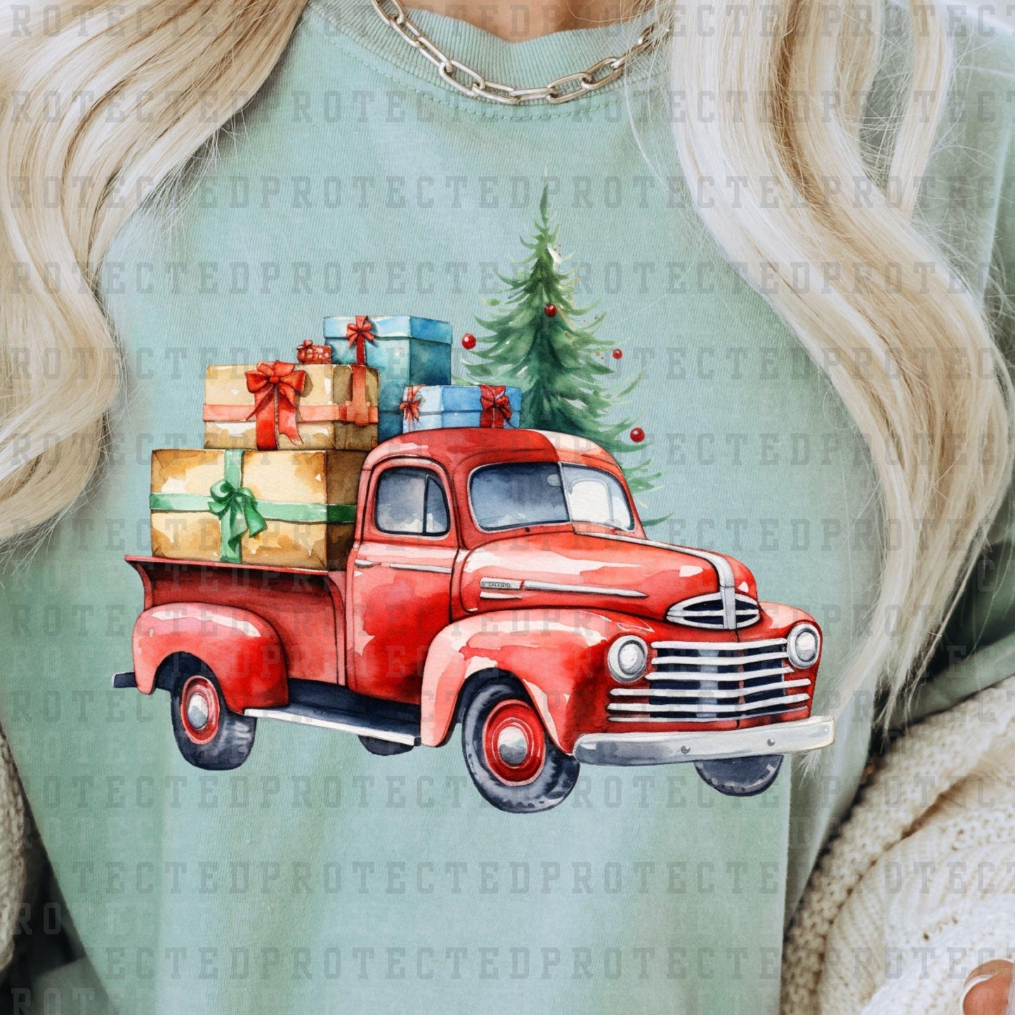 RETRO RED CHRISTMAS TRUCK - DTF TRANSFER