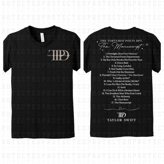 THE TORTOURED POETS DPT *TSWIFT - WHITE TEXT* (FRONT/BACK) - DTF TRANSFER