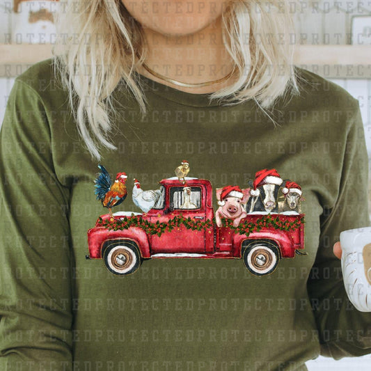 CHRISTMAS TRUCK *W/GLITTER* - DTF TRANSFER