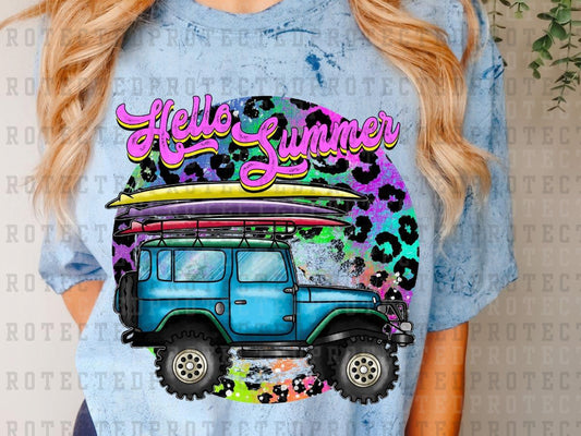 HELLO SUMMER NEON BEACH JEEP - DTF TRANSFERS