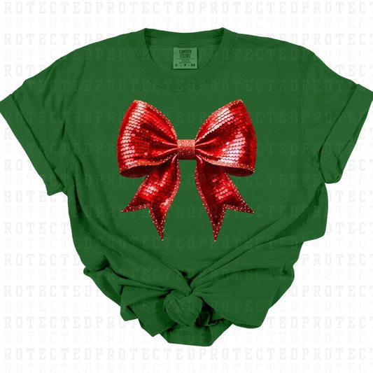 COQUETTE CHRISTMAS BOW *FAUX SEQUIN* - DTF TRANSFER