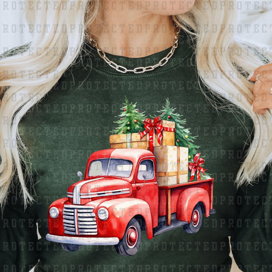 RETRO RED CHRISTMAS TRUCK - DTF TRANSFER