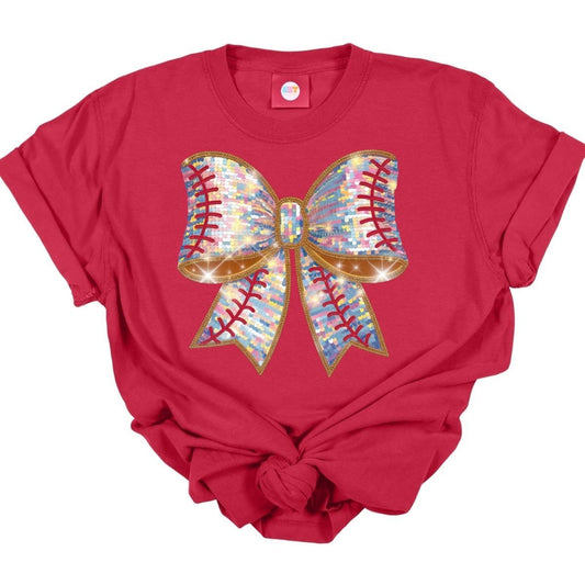 COQUETTE BASEBALL BOW *FAUX SEQUIN* - DTF TRANSFER