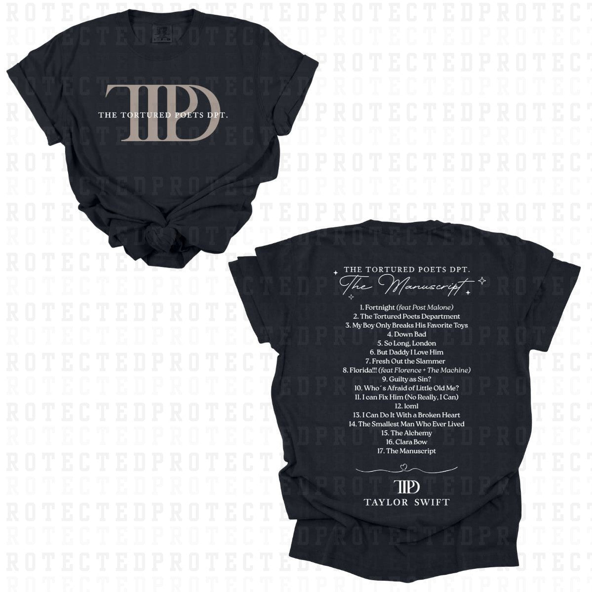 THE TORTOURED POETS DPT *TSWIFT* (FULL FRONT/FULL BACK) - DTF TRANSFER