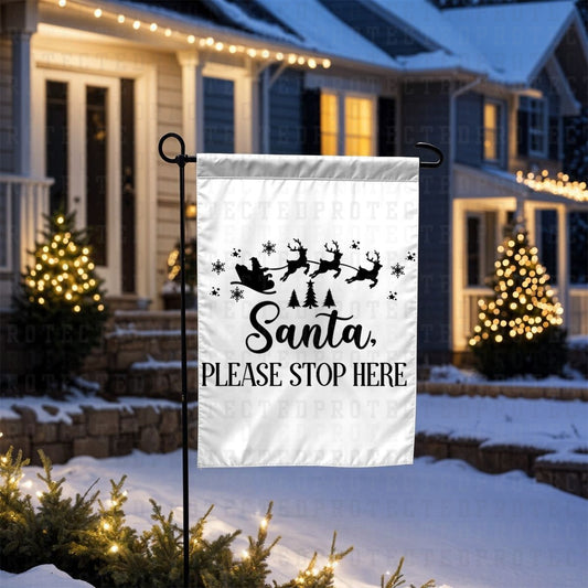 SANTA PLEASE STOP HERE *SINGLE COLOR* - DTF TRANSFER