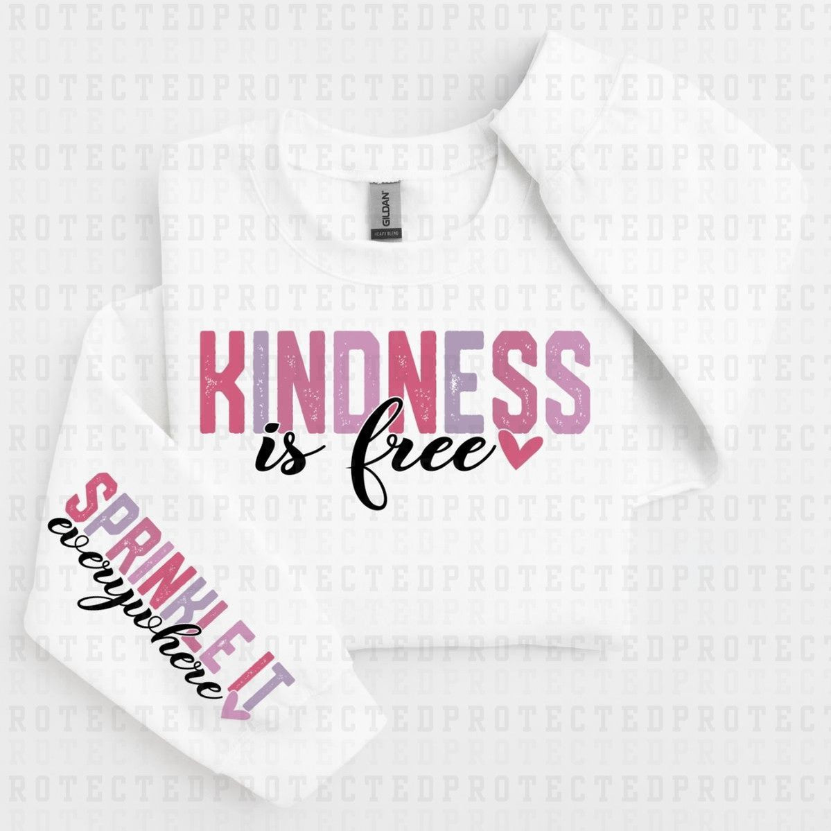 KINDNESS IS FREE *BLACK - SLEEVE DESIGN COMES IN 6"* (FULL FRONT/1 SLEEVE) - DTF TRANSFER