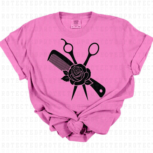 FLORAL SCISSORS *SINGLE COLOR* - DTF TRANSFER