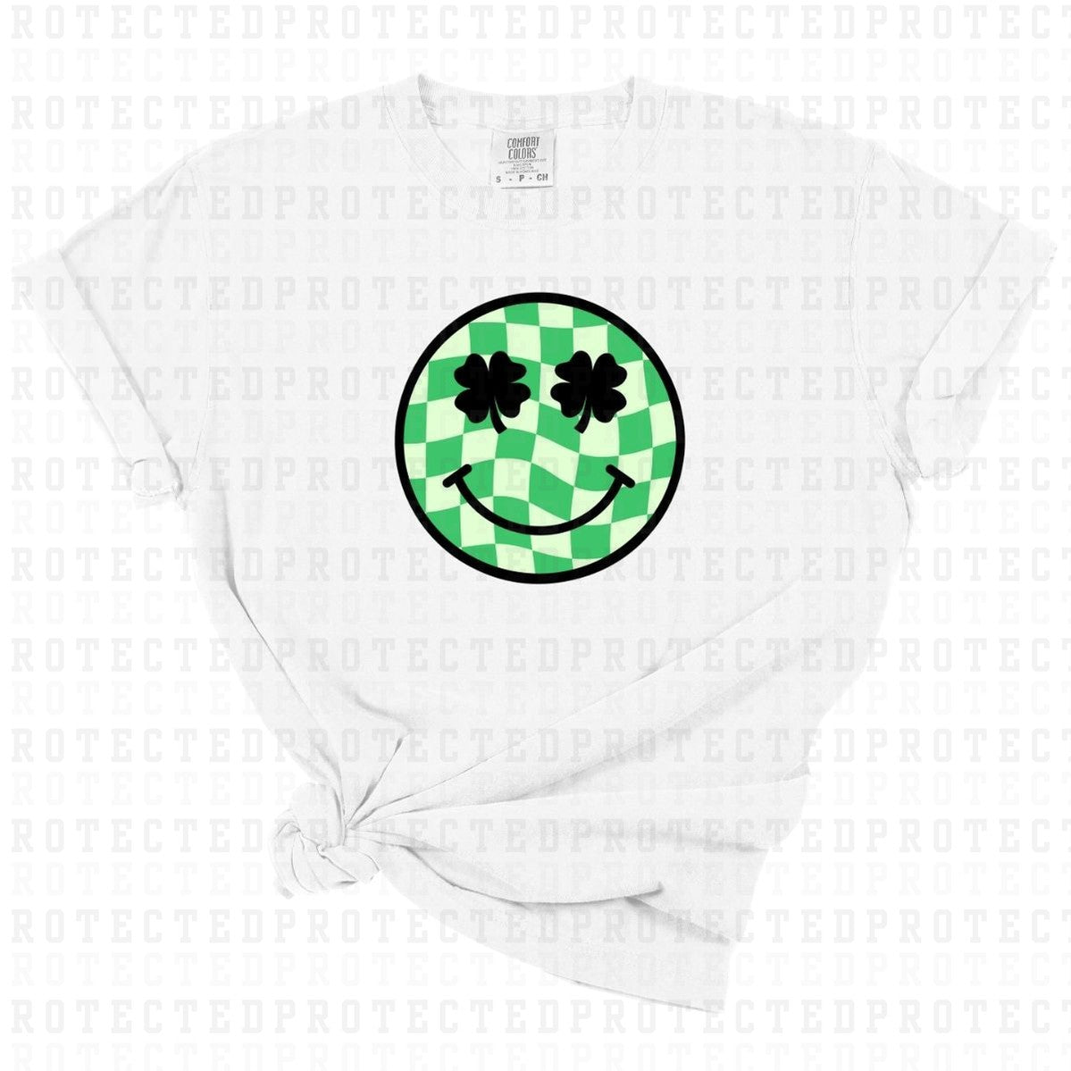 BLACK SHAMROCK EYE SMILEY - DTF TRANSFER